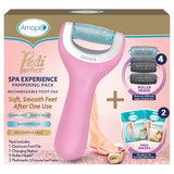 Amopé Pedi Perfect Spa Experience Pampering Pack Wet Dry Electronic Foot File Rechargeable Cordless Dual Speed Includes 5 Rollers & 2 Pedimask - MZR Trading