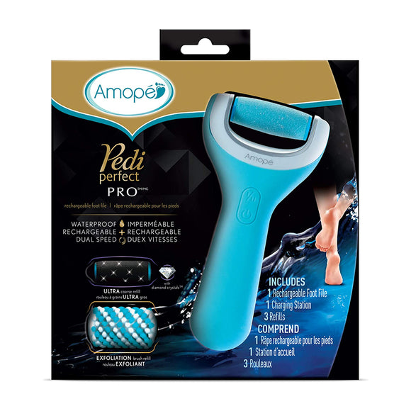 Amope Pedi Perfect Pro Rechargeable Wet Dry Foot File Callous Remover