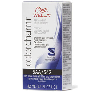 Wella Color Charm Permanent Liquid Creme Hair Color 6AA/542 Dark Blonde Intense Ash Blond