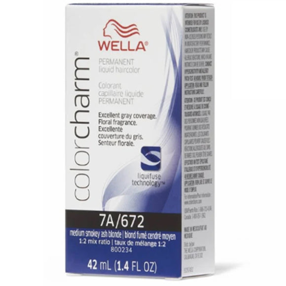 Wella Color Charm Permanent Liquid Creme Hair Color 7A/672 Medium Smokey Ash Blonde