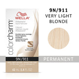 Wella Color Charm Permanent Liquid Creme Hair Color 9N/911 Very Light Blonde Tres Clair